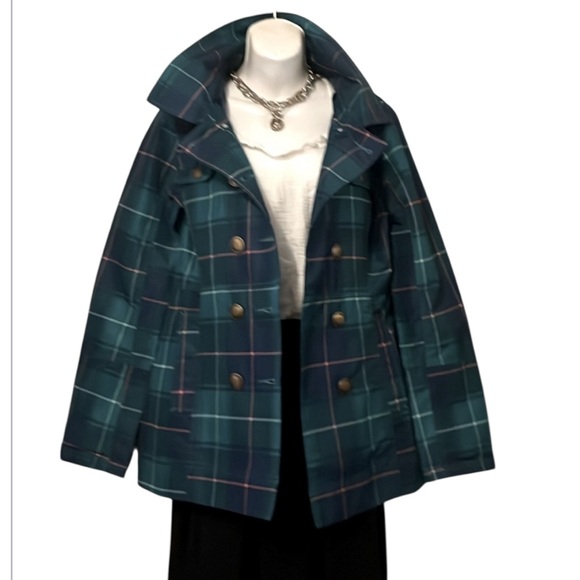 Hurley Jackets & Blazers - Hurley Lightweight Double Breasted Plaid Mid Length Trench Coat Sz M